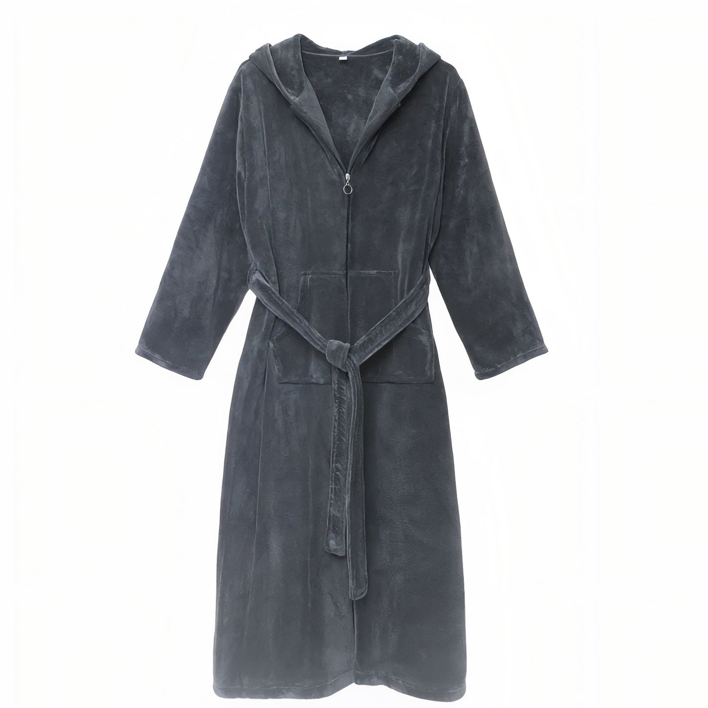 Peignoir de Bain Eponge Femme avec Capuche Gris Foncé M