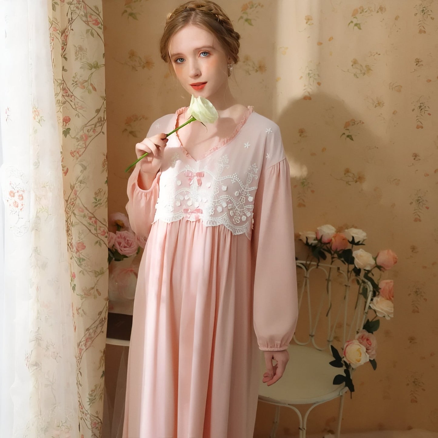 Chemise de Nuit Hiver Femme Dentelle