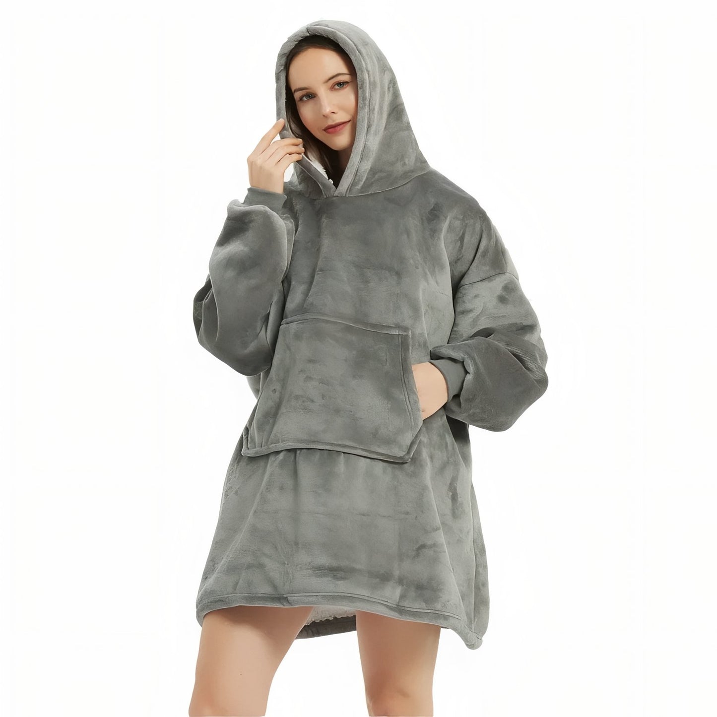 Sweat à Capuche Polaire Femme Gris