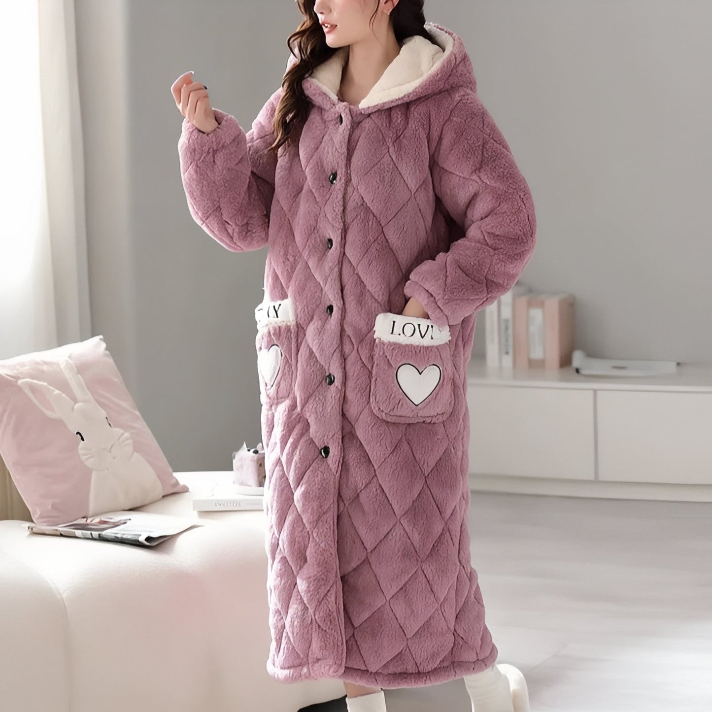 Robe de Chambre à Boutons Femme
