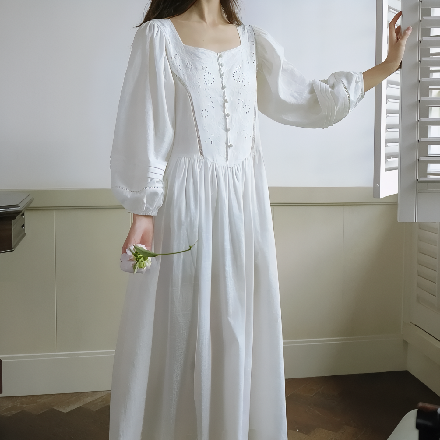 Chemise de Nuit Femme Longue Coton
