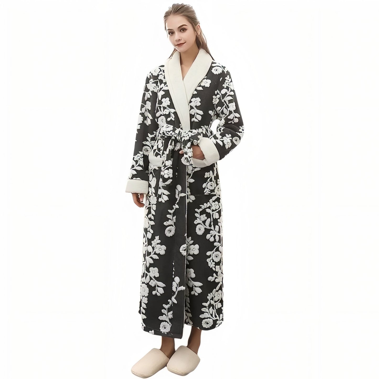 Ensemble Peignoir Couple Noir et Blanc (Femme) M