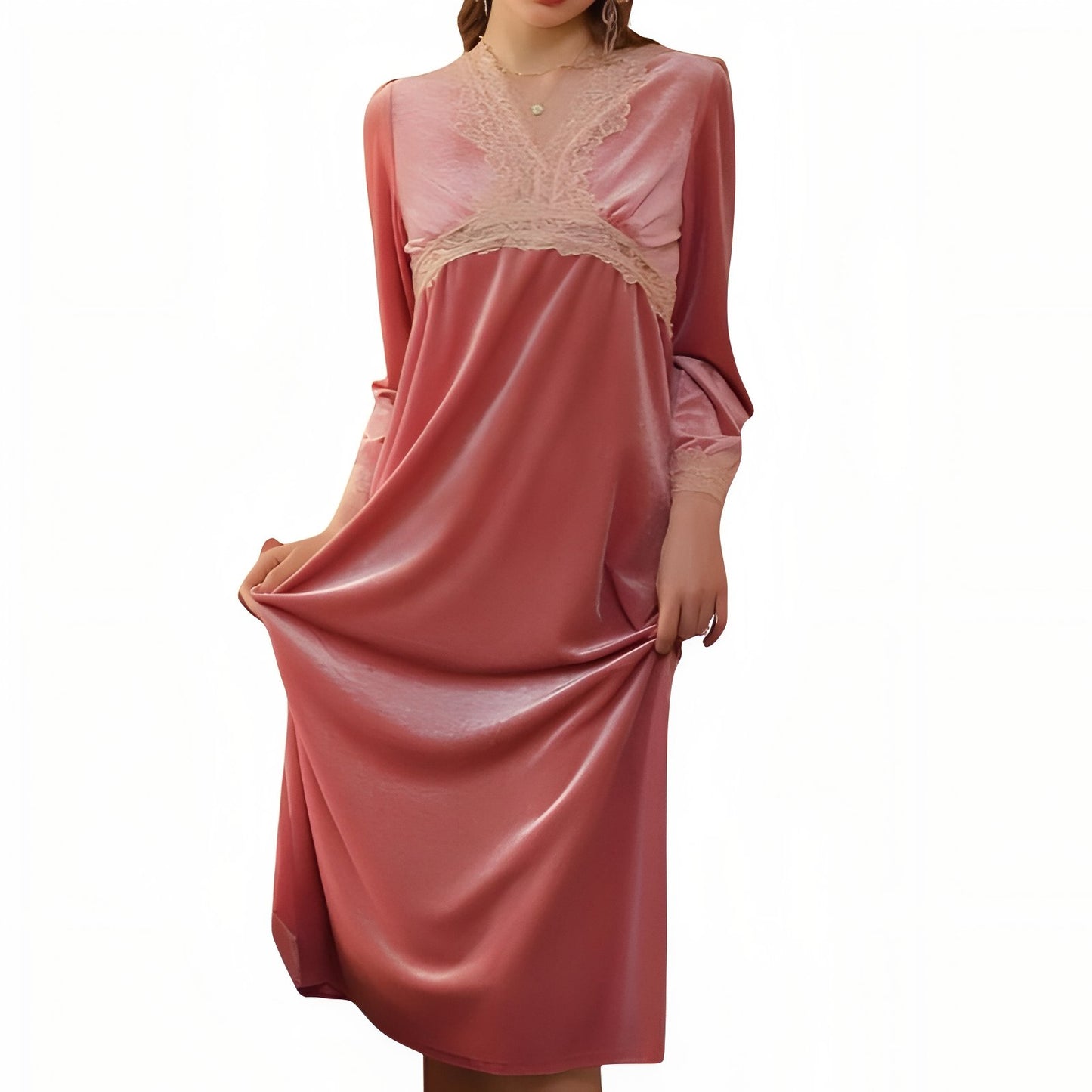 Chemise de Nuit Velours Rose Poudré M