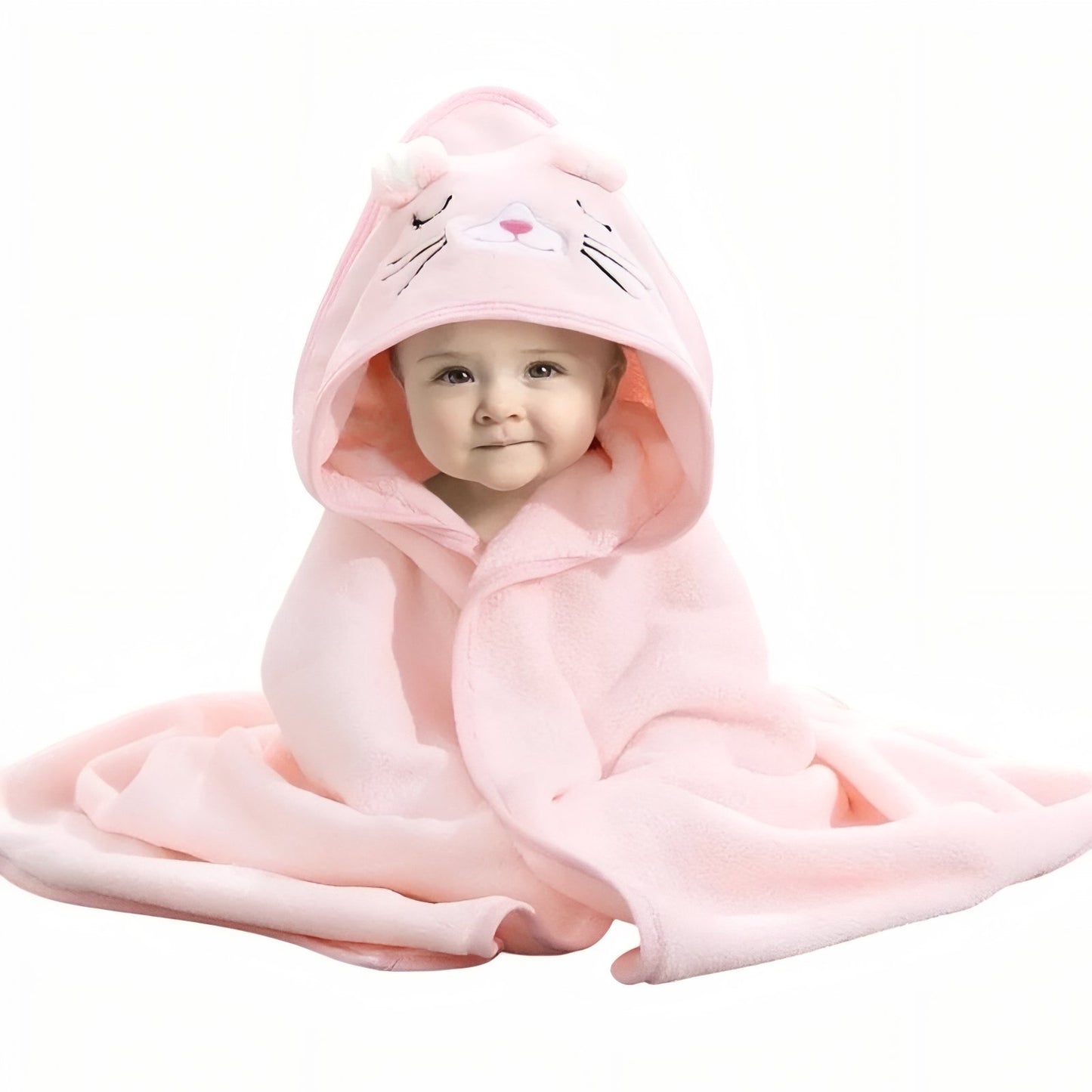 Sortie de Bain avec Capuche Bébé Rose Pâle