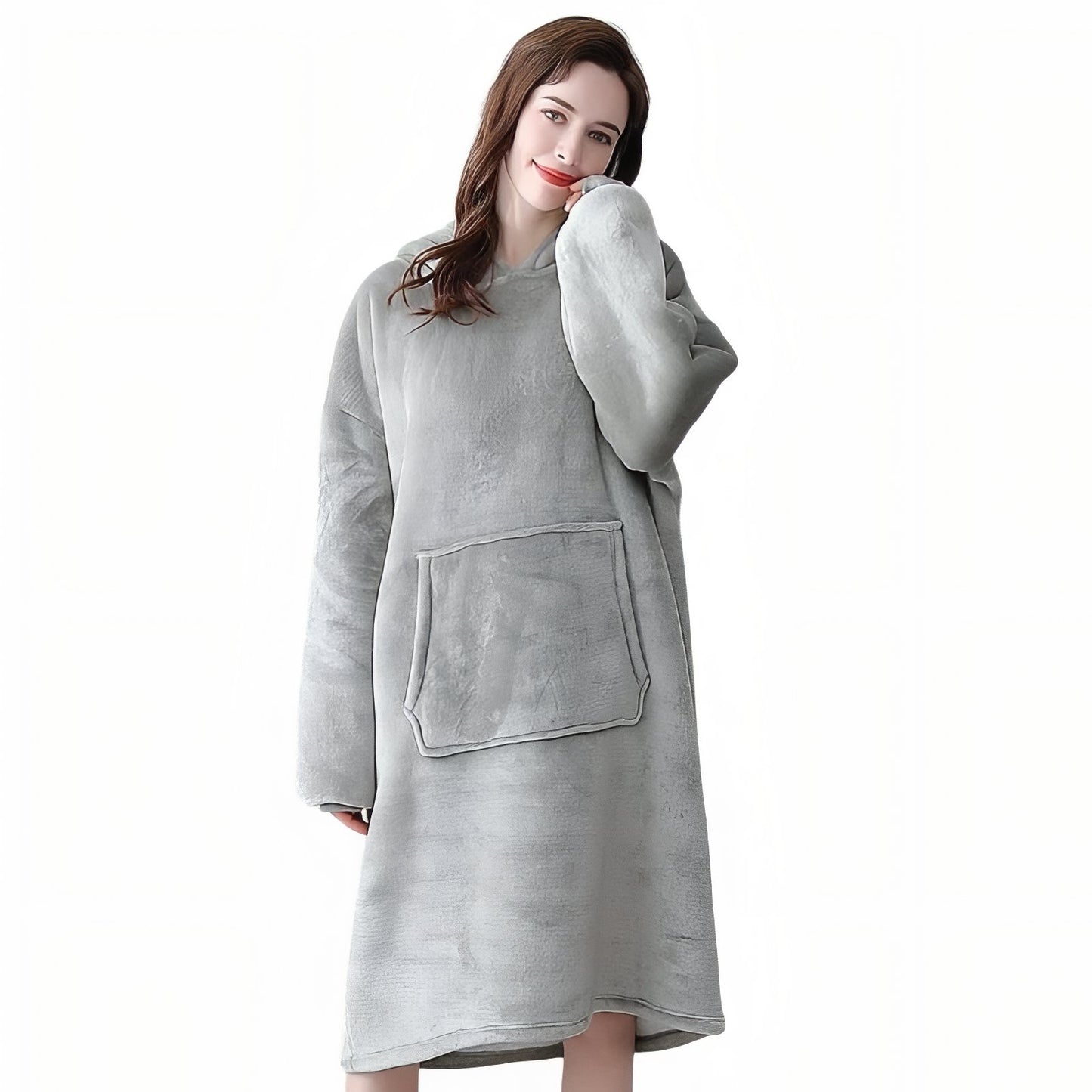 Sweat Plaid Long Gris Clair (Femme) M