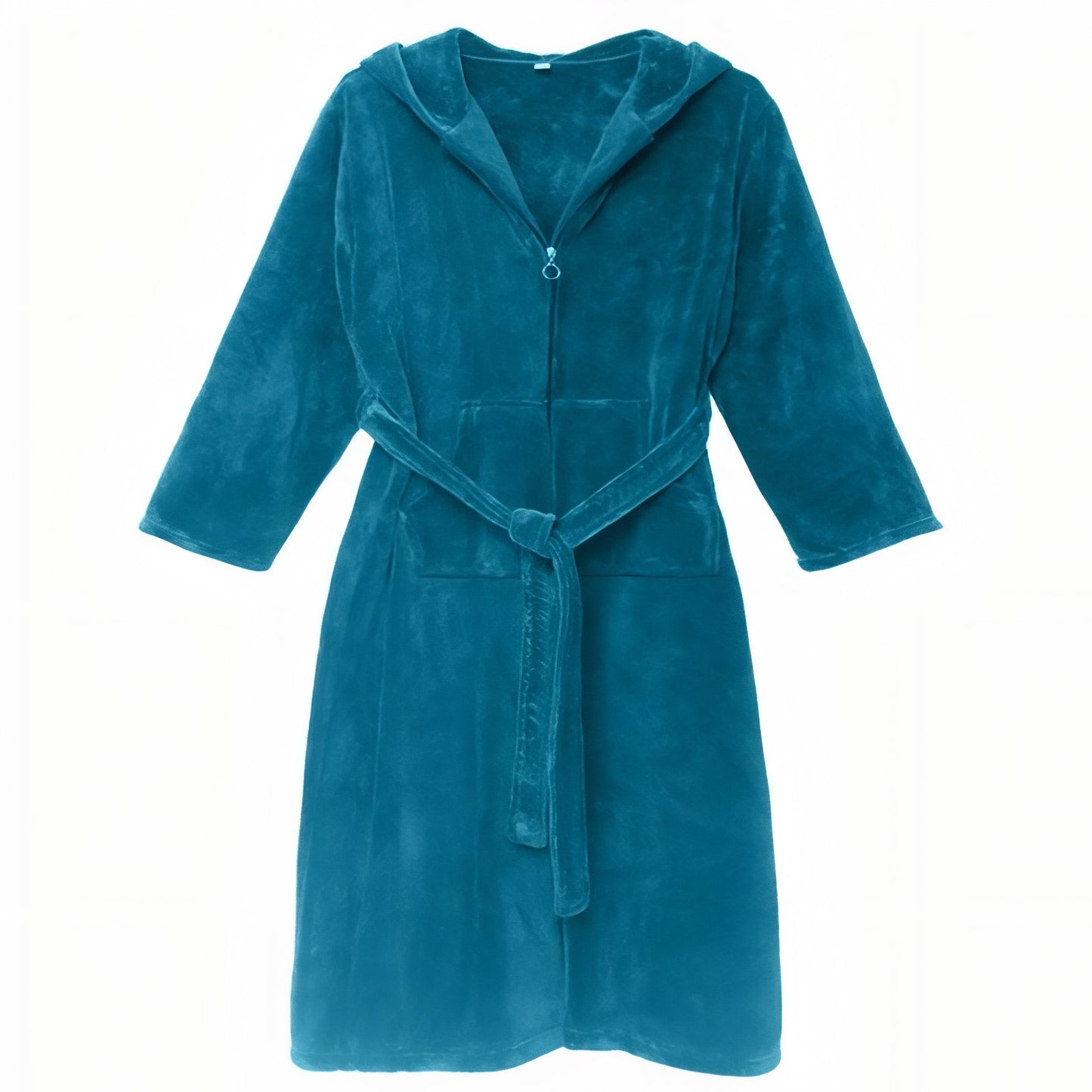 Peignoir de Bain Eponge Femme avec Capuche Turquoise Foncé M