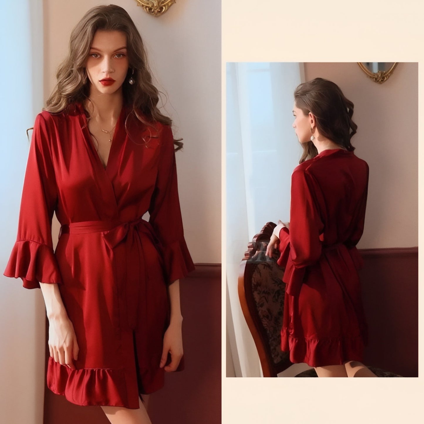 Kimono Femme Chic Rouge Foncé S