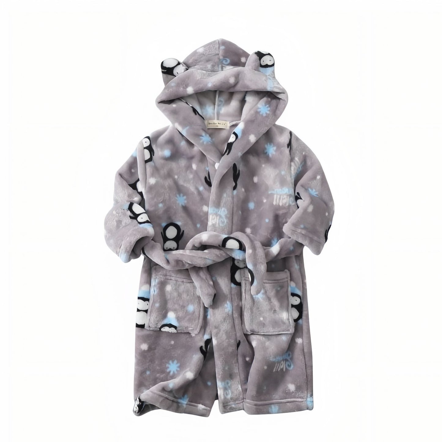 Peignoir Sortie de Bain Enfant Gris Clair et Bleu Ciel 2-3 ans