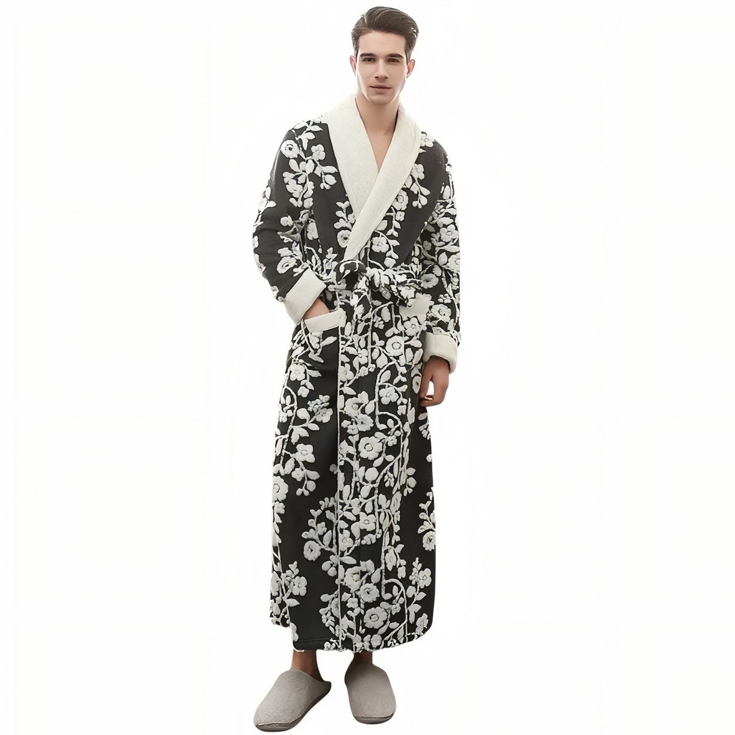 Ensemble Peignoir Couple Noir et Blanc (Homme) M