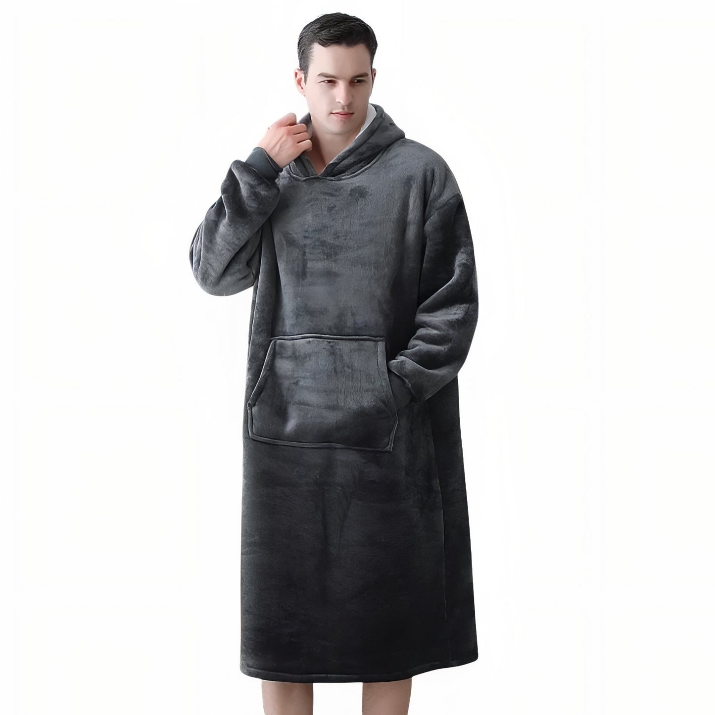 Sweat Plaid Long Gris Foncé (Homme) M