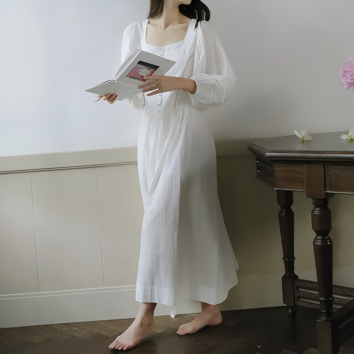 Chemise de Nuit Femme Longue Coton