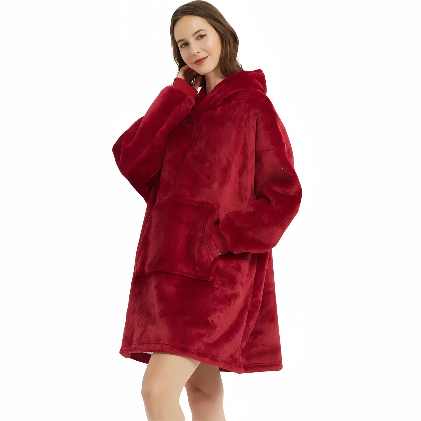 Sweat à Capuche Polaire Femme Rouge