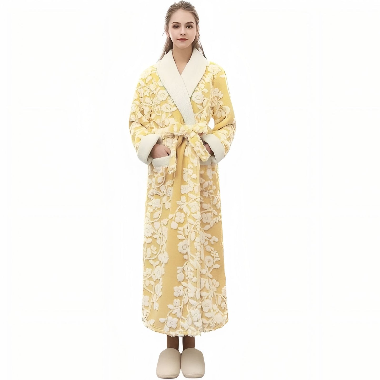 Ensemble Peignoir Couple Jaune Pâle (Femme) M