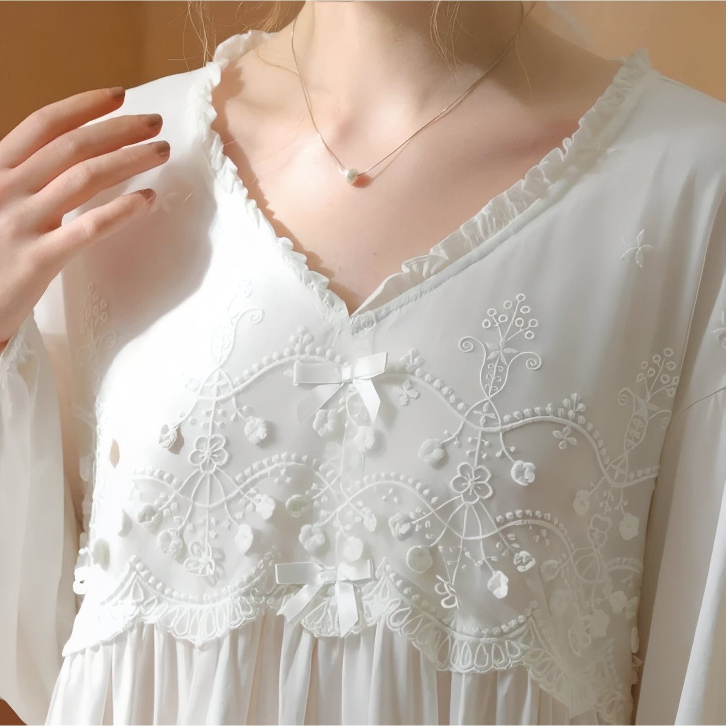 Chemise de Nuit Hiver Femme Dentelle