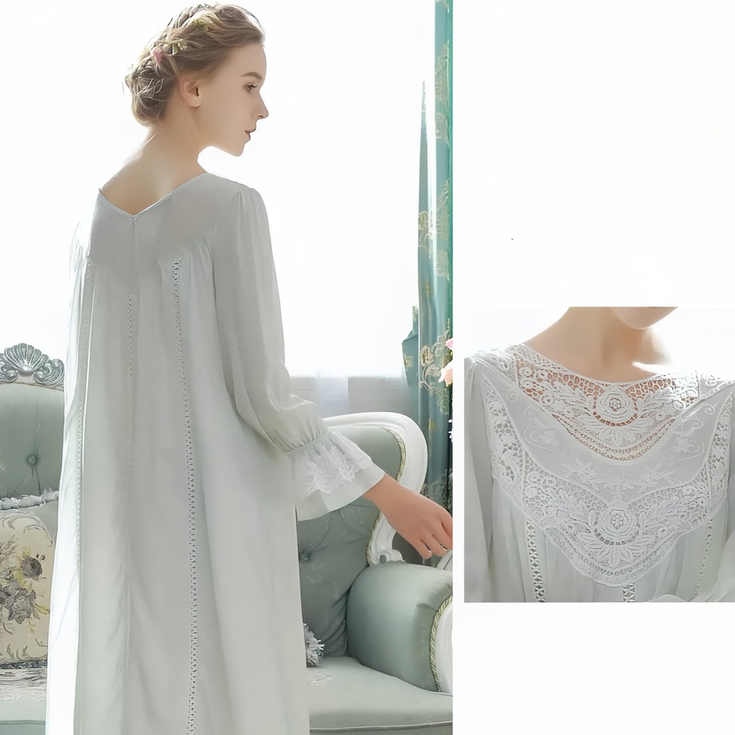 Chemise de Nuit Longue Romantique Vintage