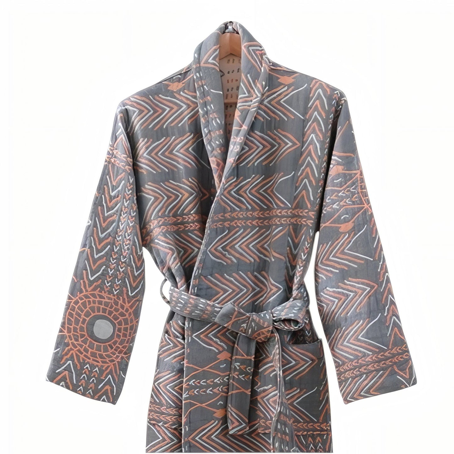 Robe de Chambre Longue Coton Gris (Homme) Taille Unique