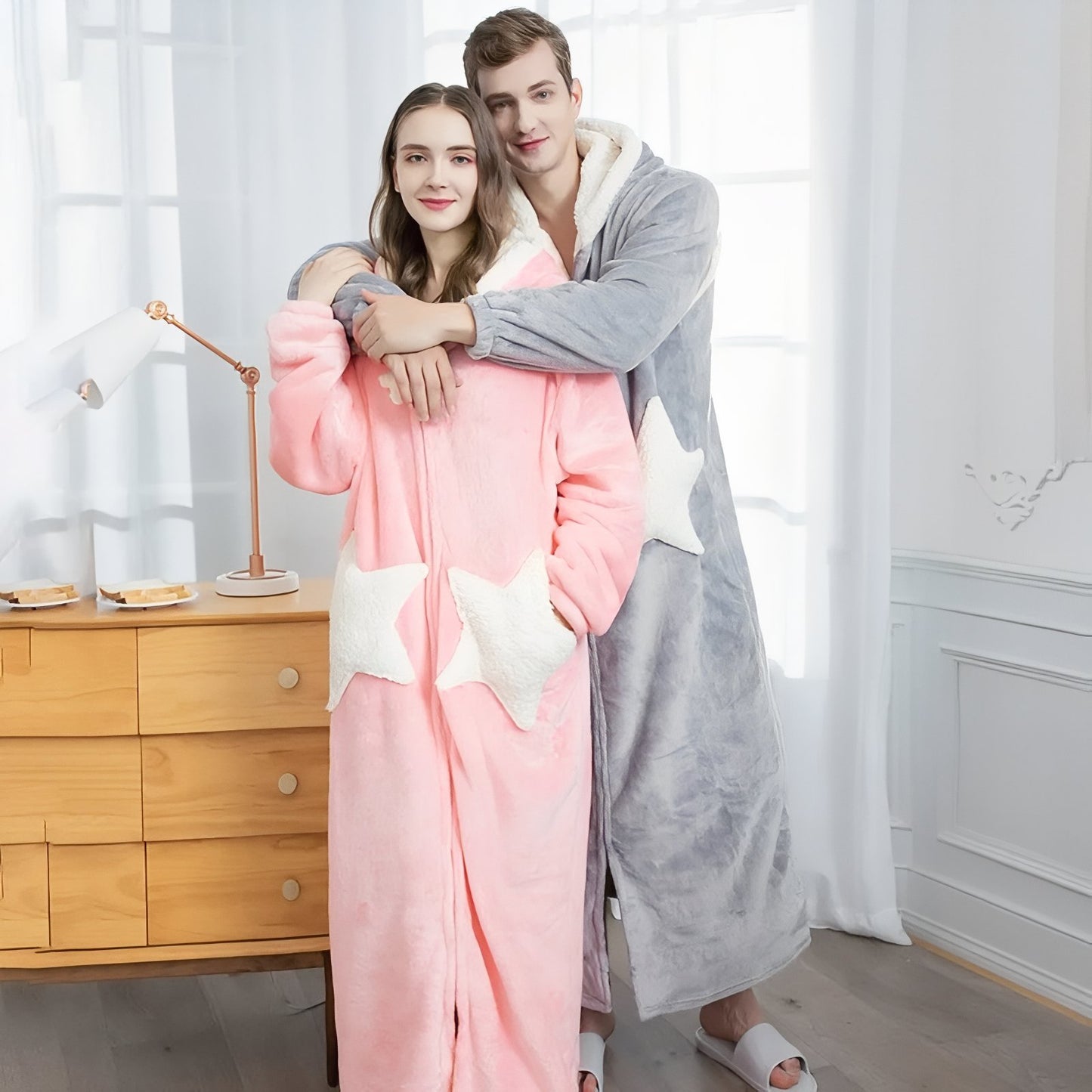 Robe de Chambre Longue pour Couple avec Fermeture Eclair