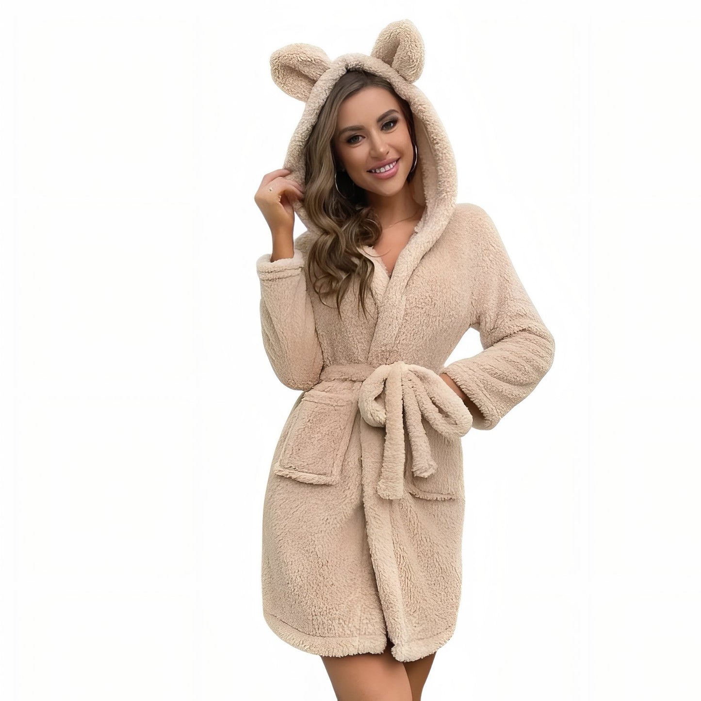 Robe de Chambre Femme Mignonne Beige Clair S