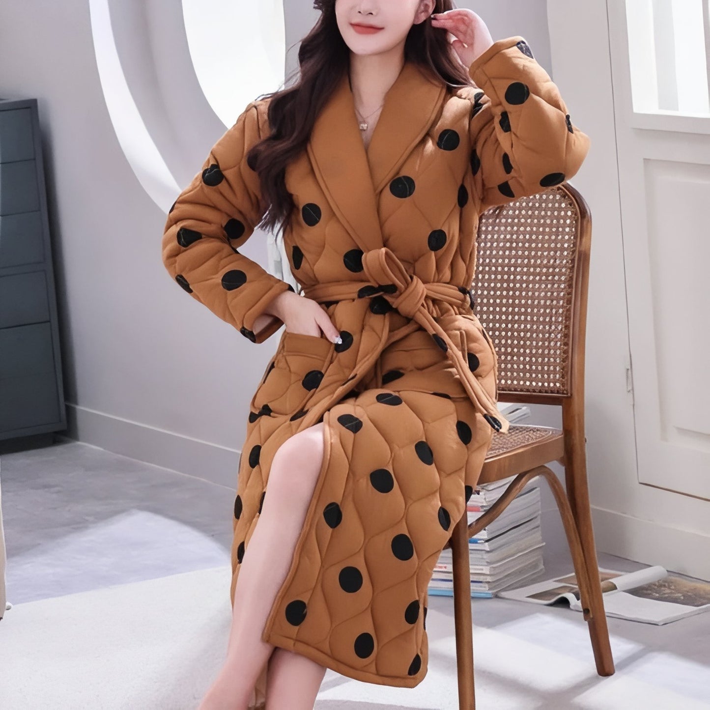 Robe de Chambre Longue Chaude pour Femme Matelassée