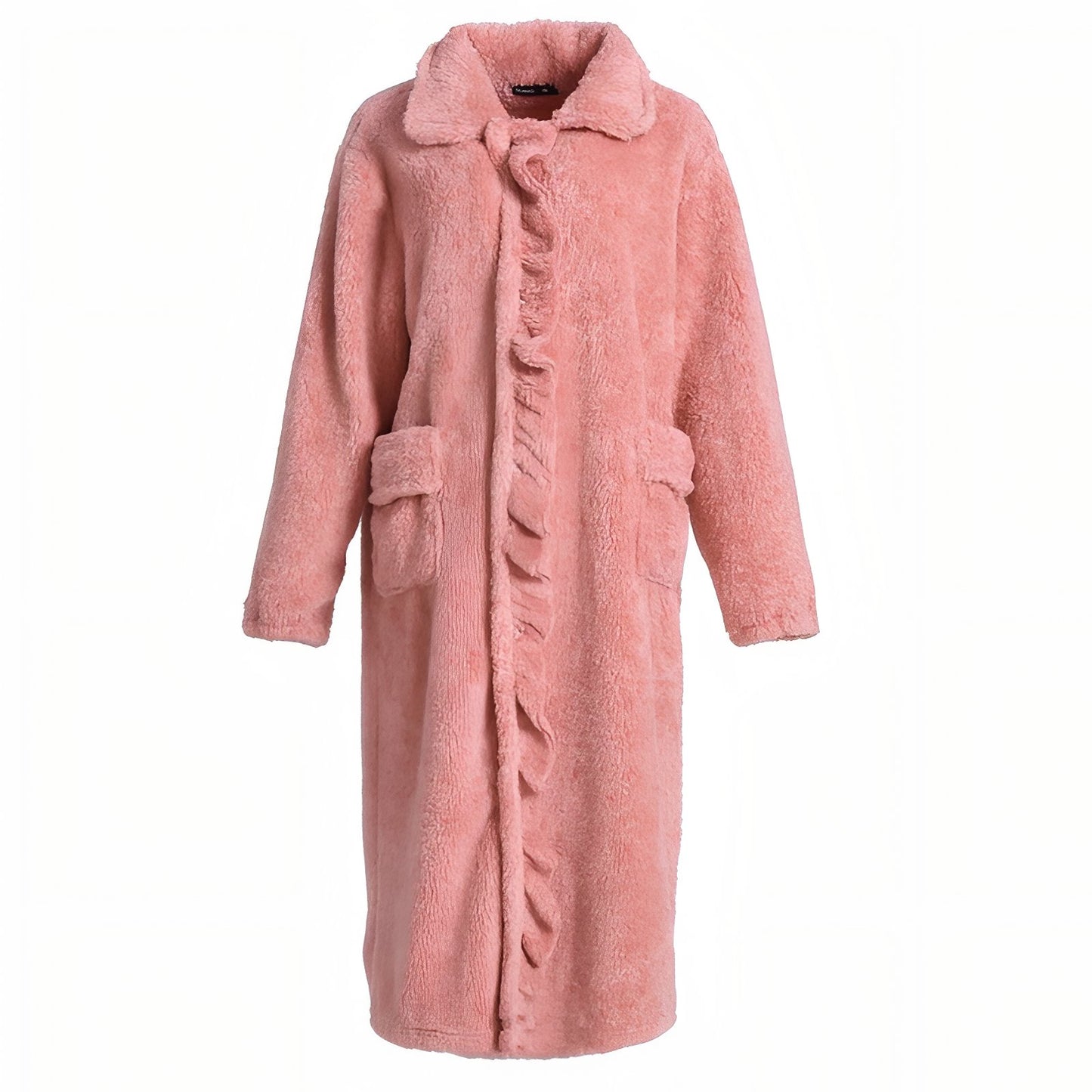 Robe de Chambre Polaire Boutonnée Femme Rose Poudré M