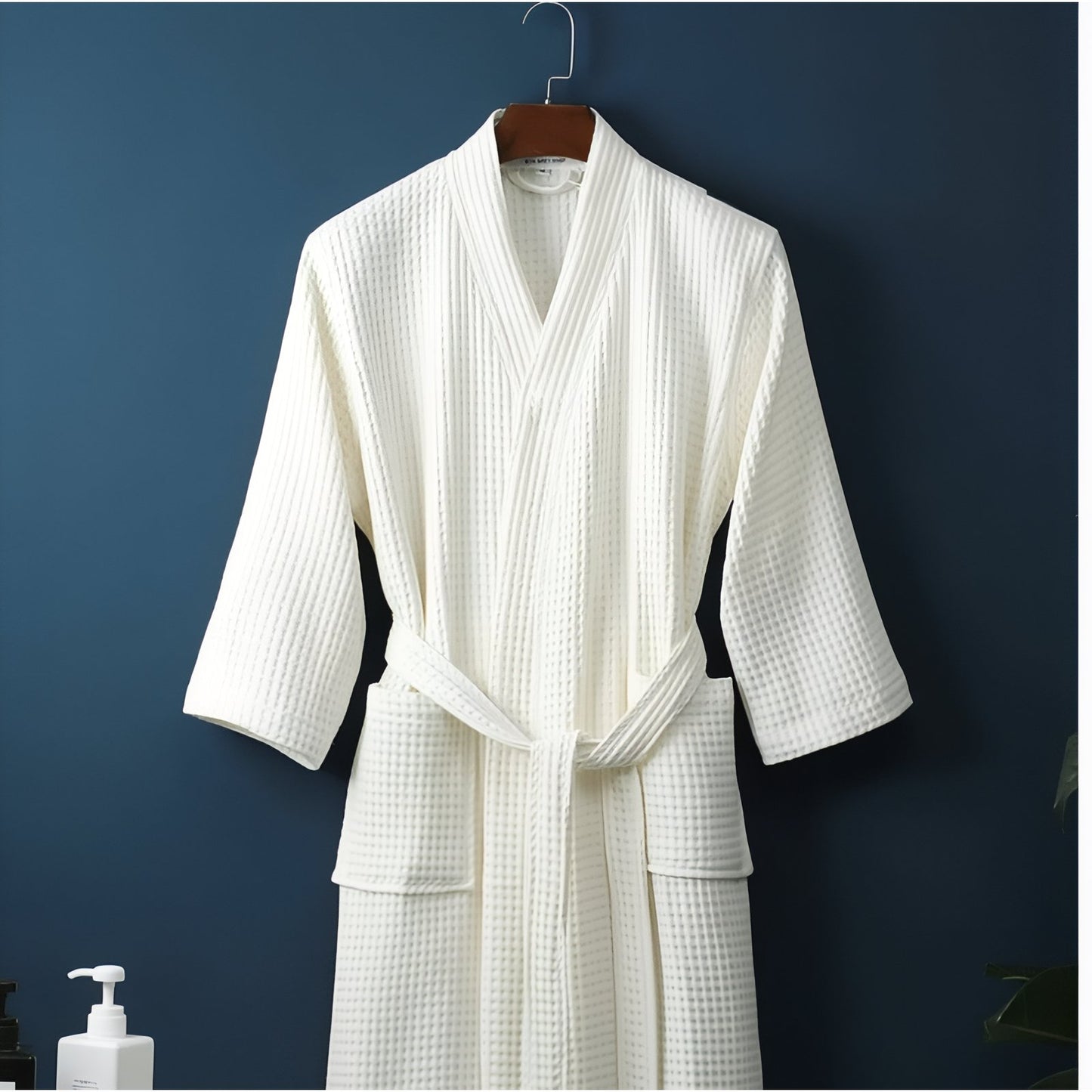 Peignoir de Bain Homme Nid d'Abeille Blanc Crème M