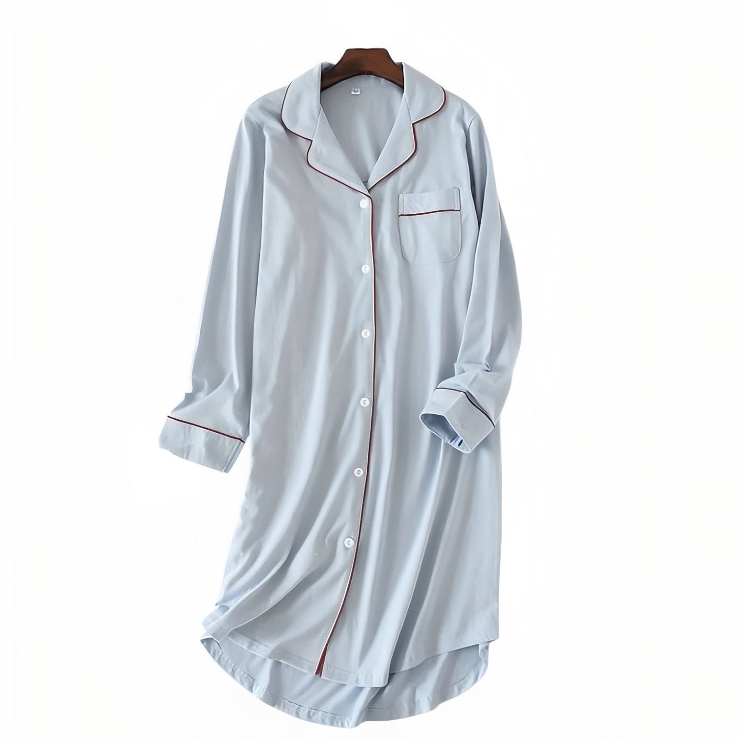 Liquette Chemise de Nuit Femme Bleu Clair et Bordeaux M