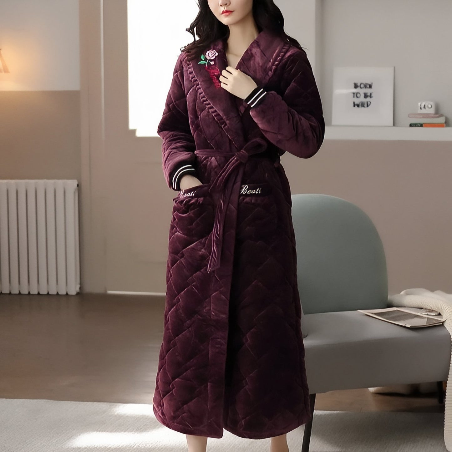 Robe de Chambre Longue Chaude Matelassée pour Femme