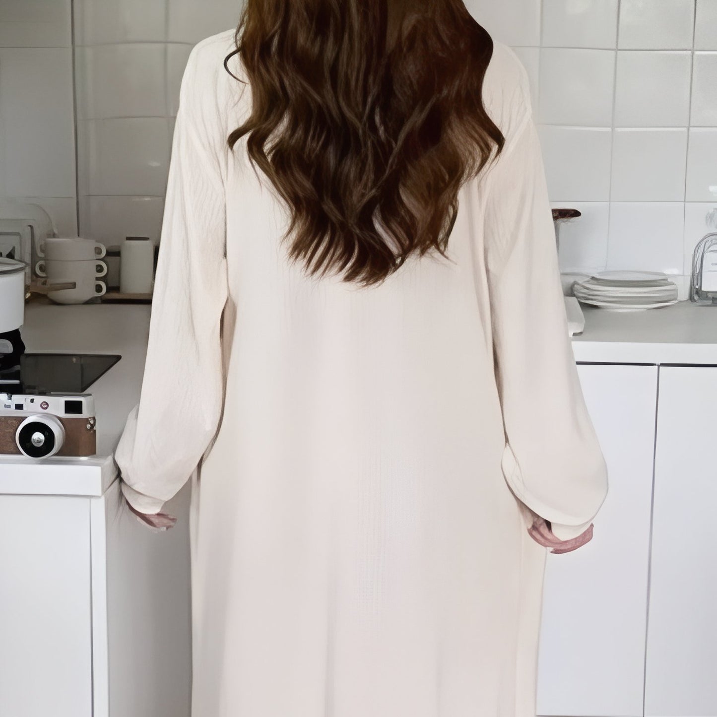 Chemise de Nuit Femme Manche Longue Coton