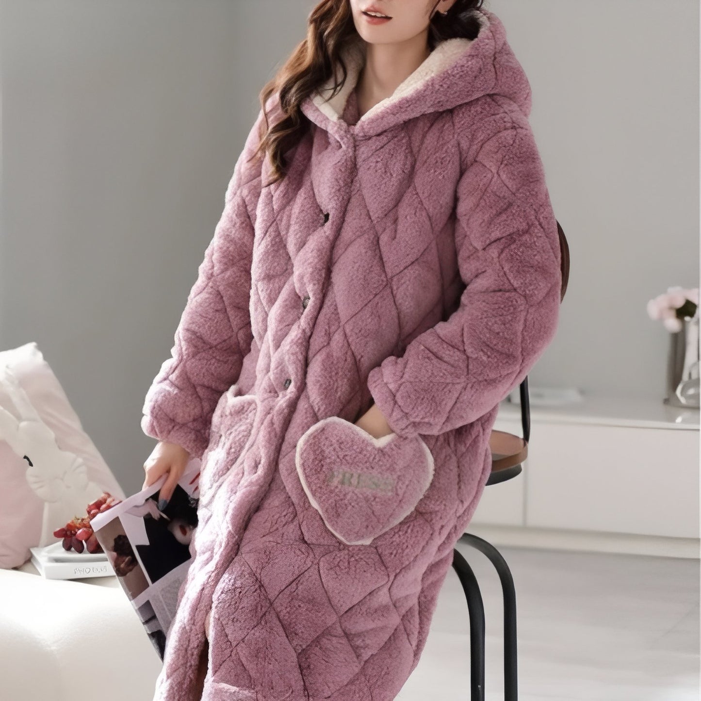 Robe de Chambre à Boutons Femme