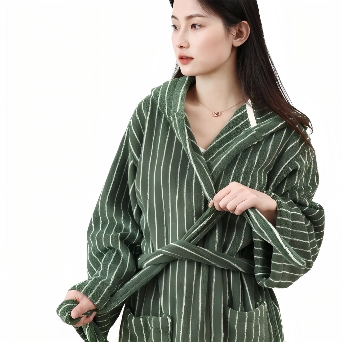 Robe de Chambre Femme Hiver Luxe Vert Foncé Taille Unique