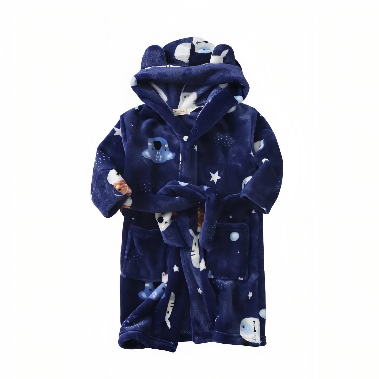 Peignoir Bain Capuche Enfant Bleu Nuit 2-3 ans