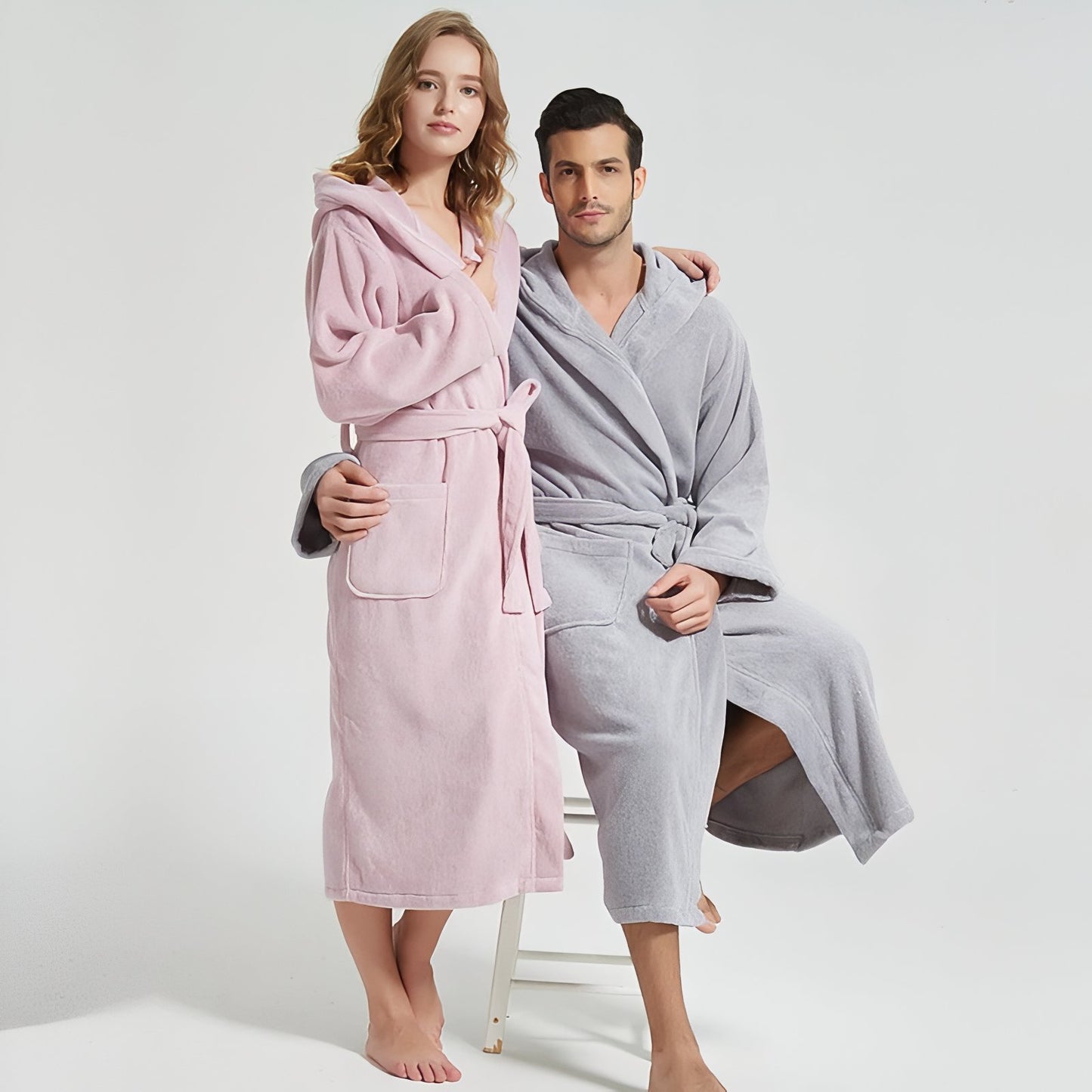 Peignoir Coton Eponge Col Châle Unisexe