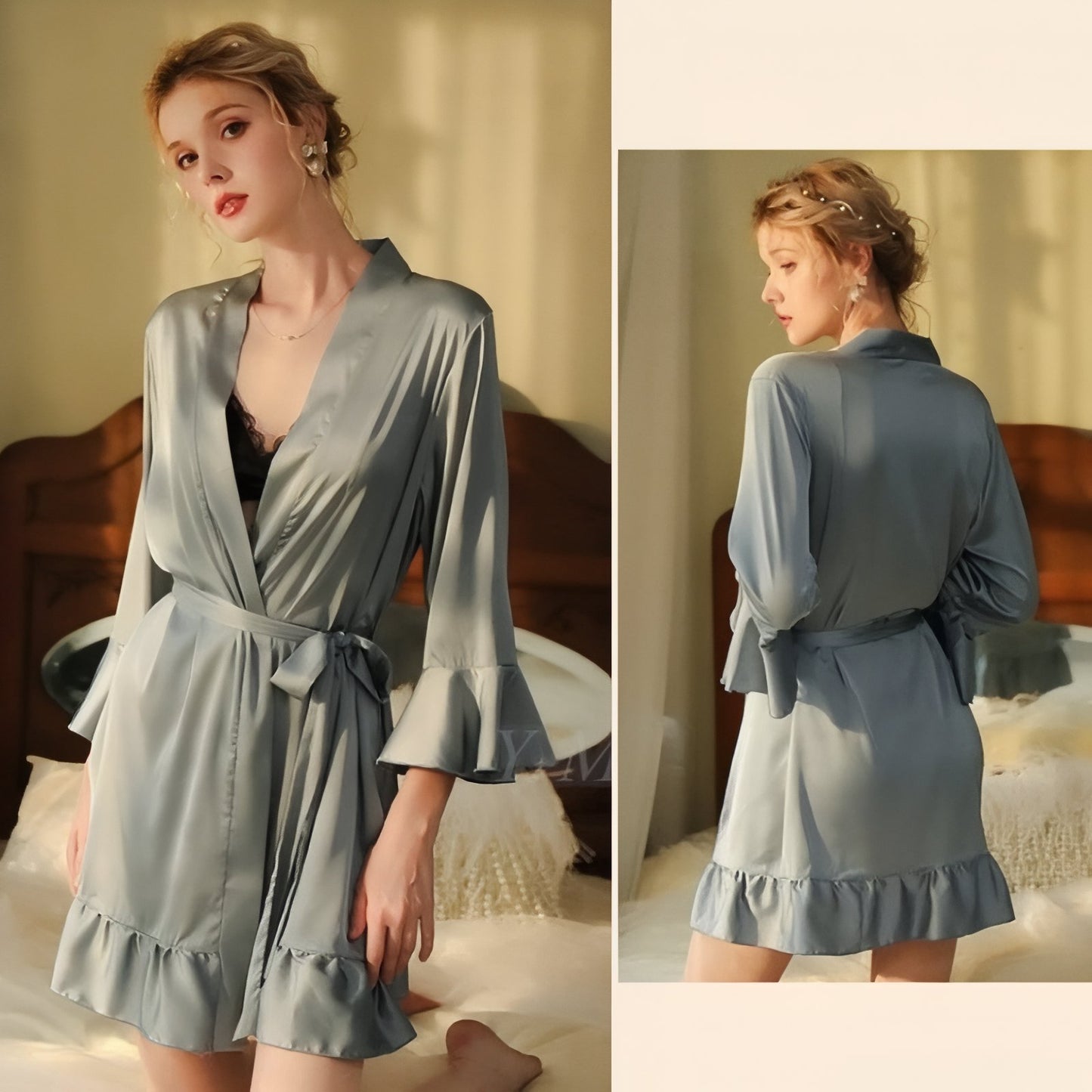 Kimono Femme Chic Gris Pâle S