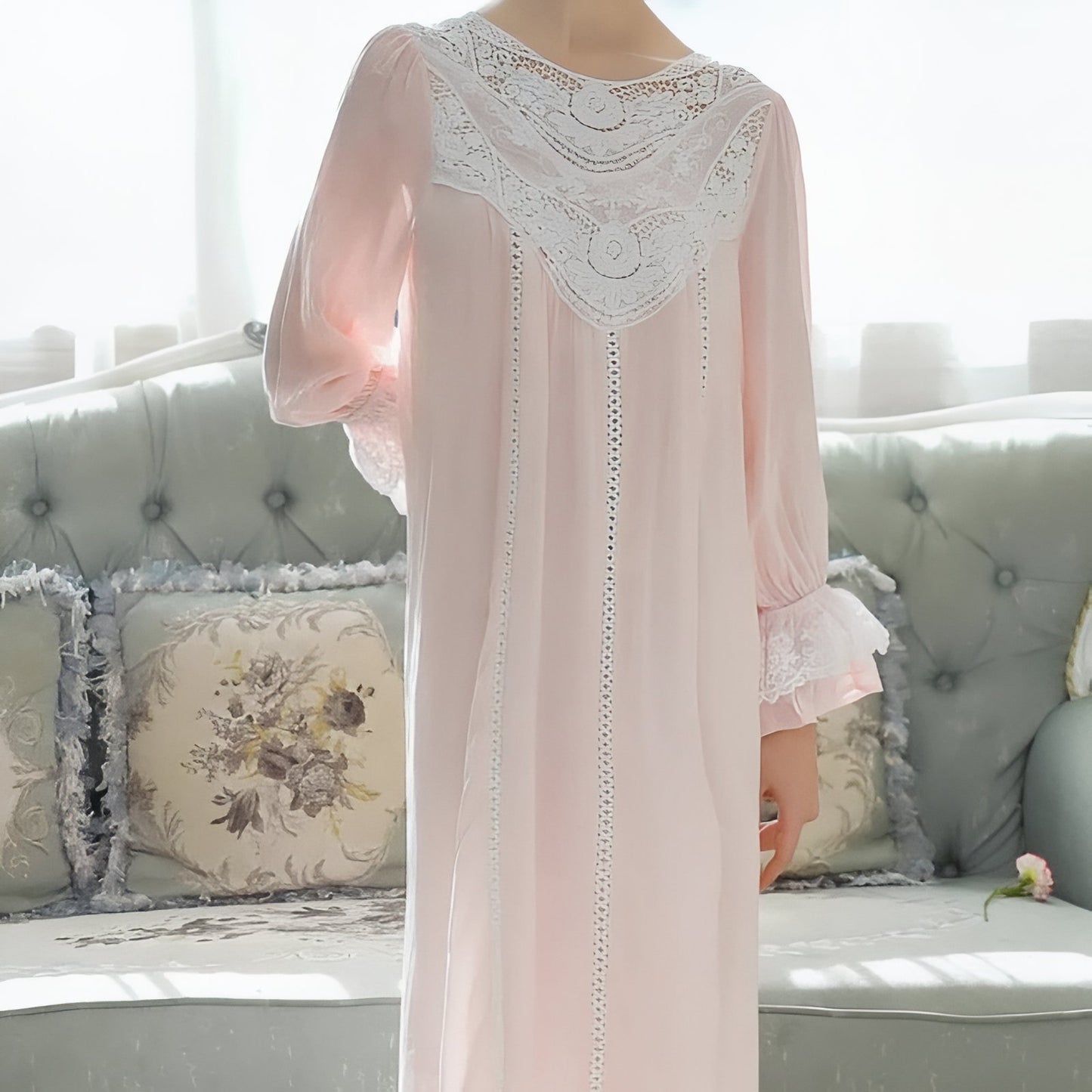 Chemise de Nuit Longue Romantique Vintage