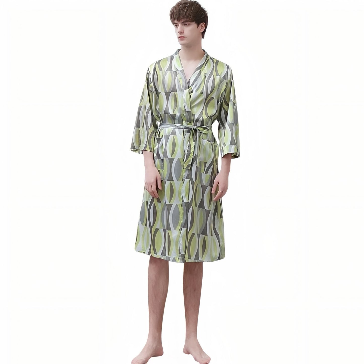 Peignoir Léger Duo Couple Vert Clair et Gris (Homme) M