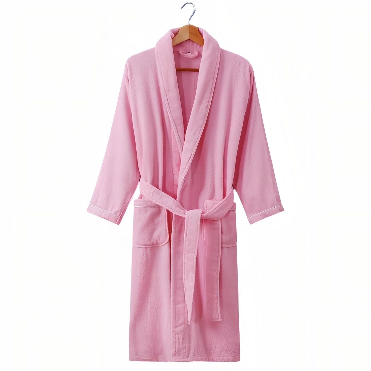 Peignoir Coton Eponge Col Châle Unisexe Rose XL