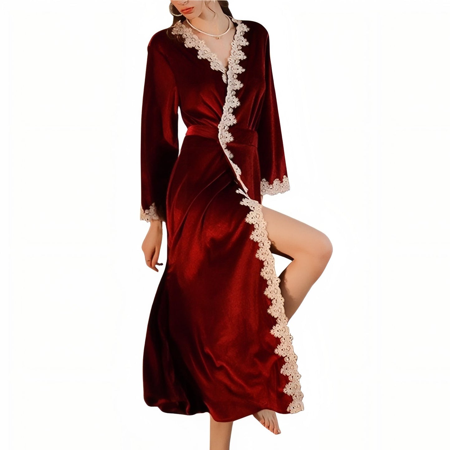 Chemise de Nuit Longue Vintage Rouge M