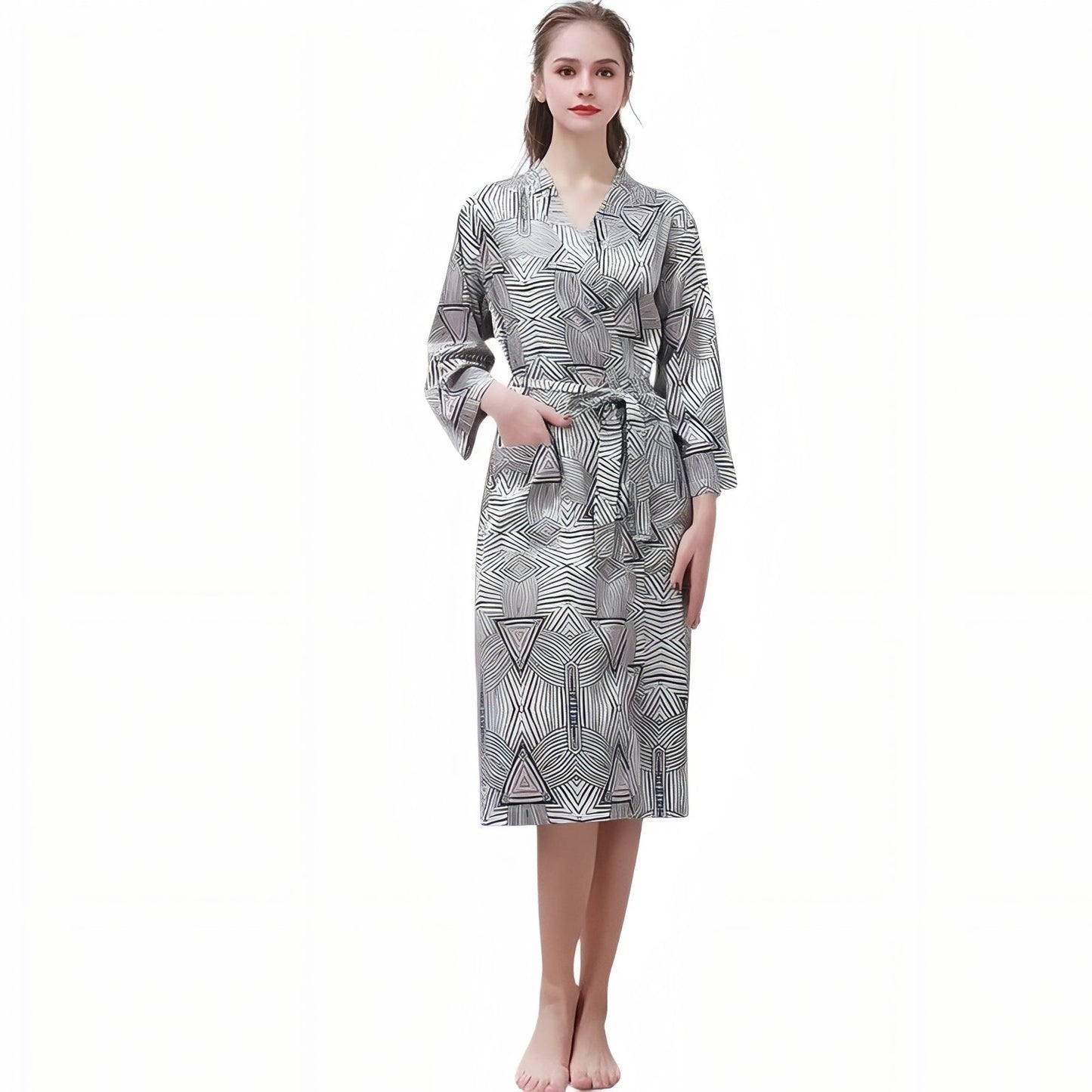 Peignoir Léger Duo Couple Gris Clair (Femme) M