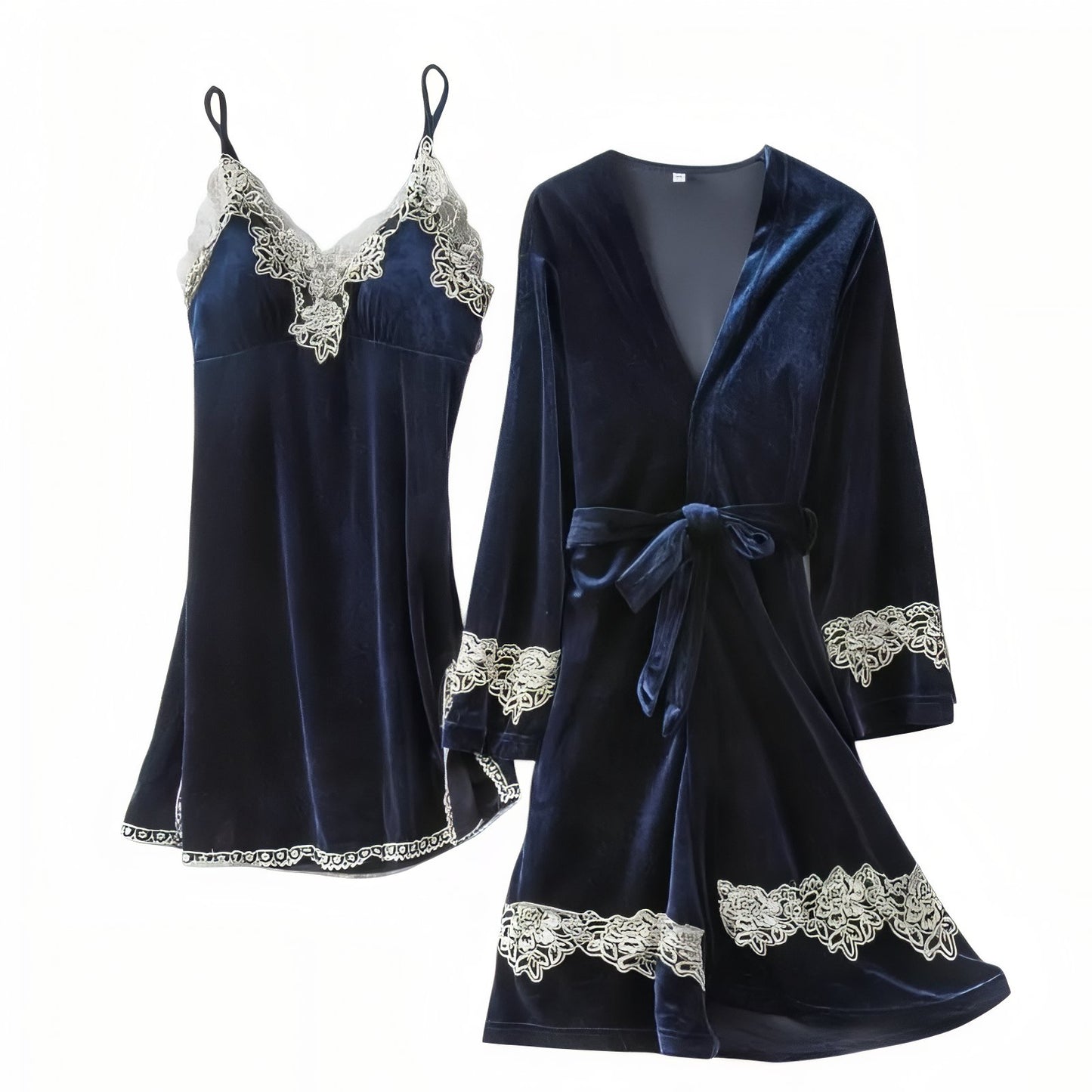 Ensemble Nuit Femme Satin Bleu Nuit M