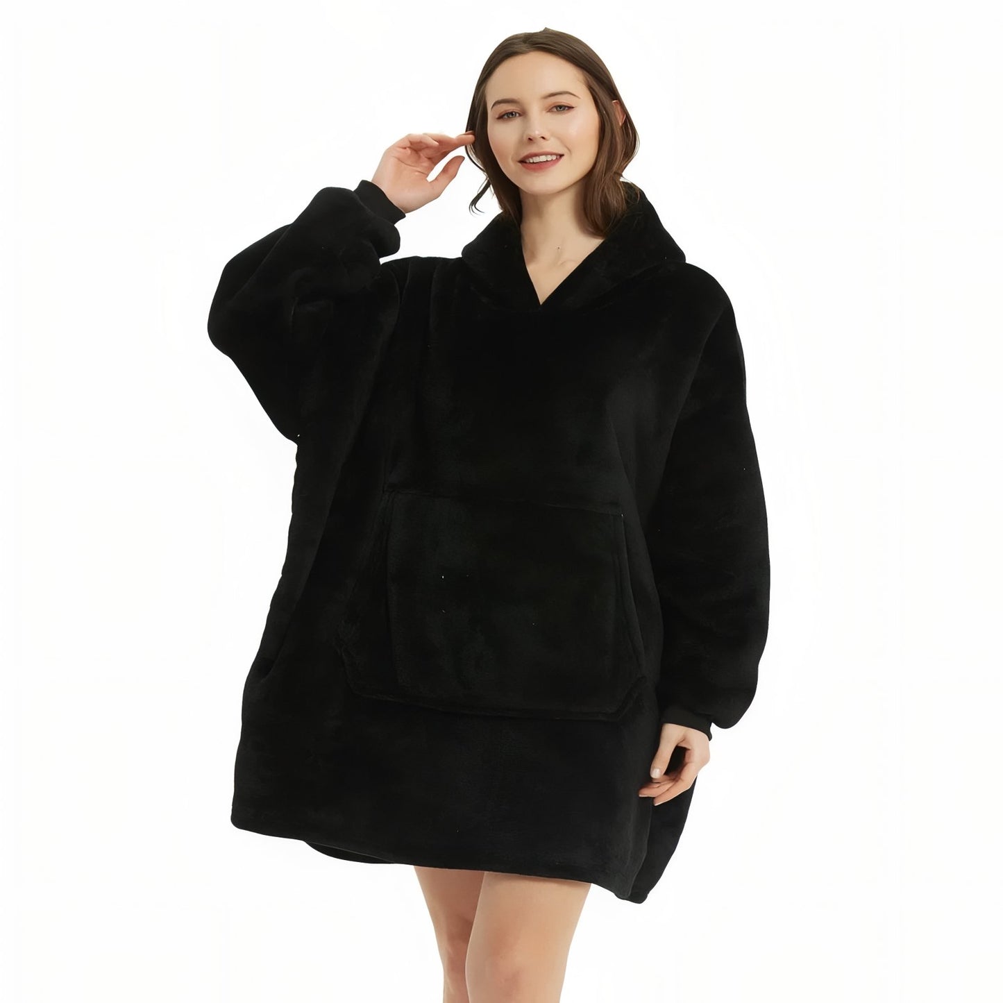 Sweat à Capuche Polaire Femme Noir