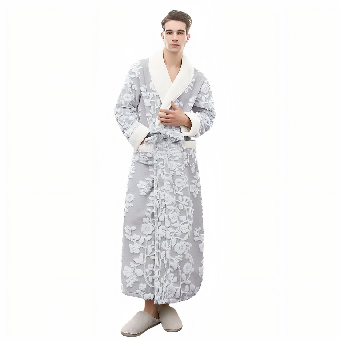 Ensemble Peignoir Couple Gris Clair (Homme) M