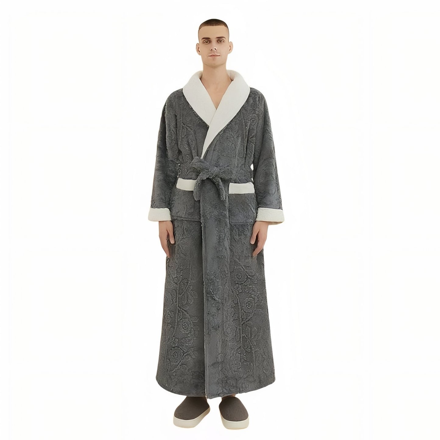 Grand Peignoir Chaud Homme Gris Foncé M