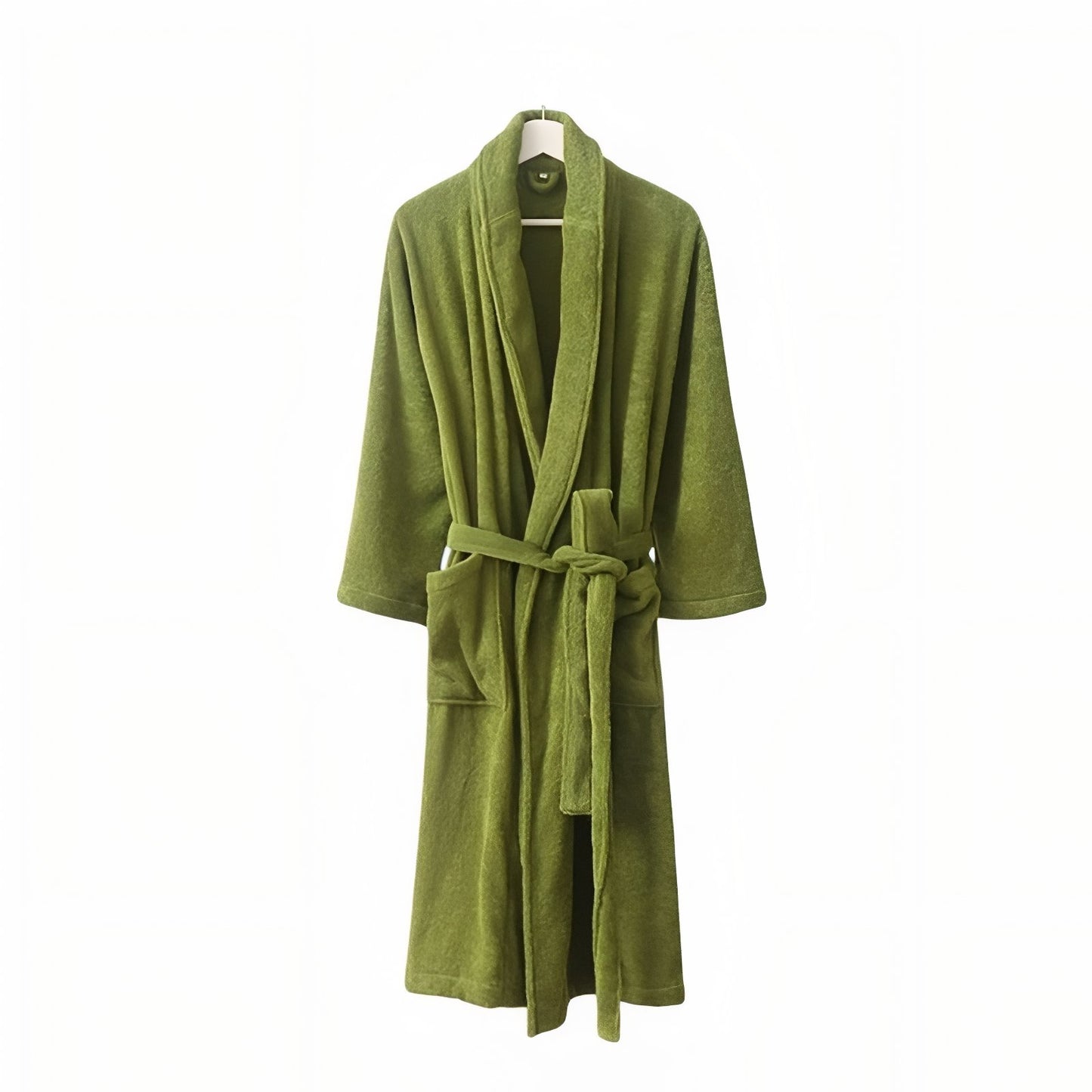 Peignoir Coton Moelleux Homme Vert Olive (Simple - Sans Capuche) M
