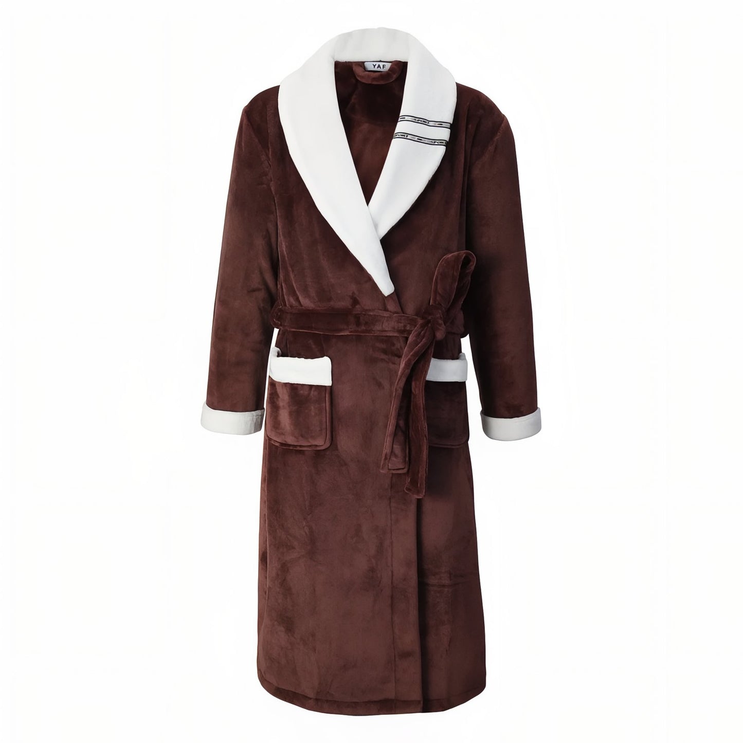 Peignoir Homme Marron Marron Foncé et Blanc M