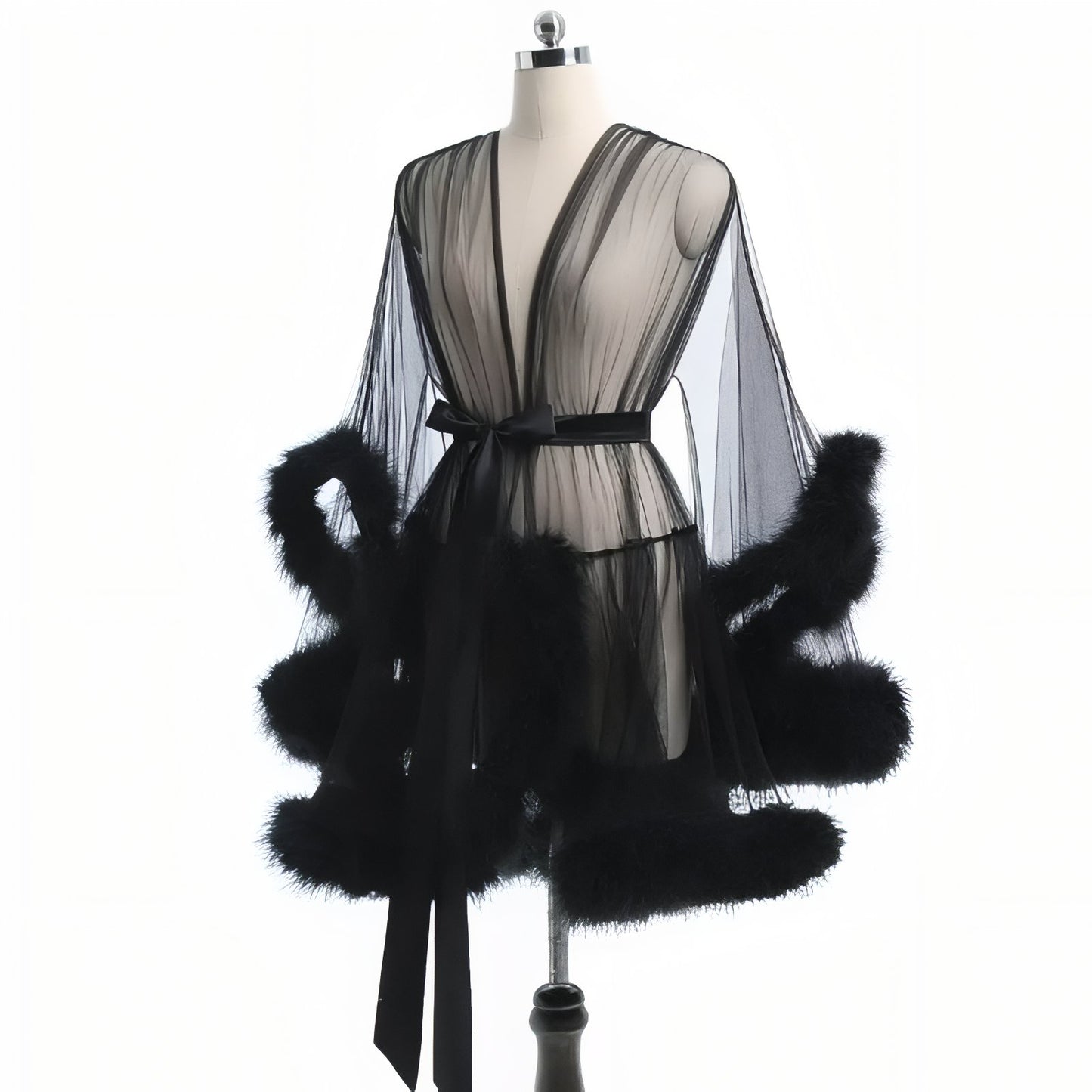 Peignoir Femme Sexy et Classe Noir Ébène S