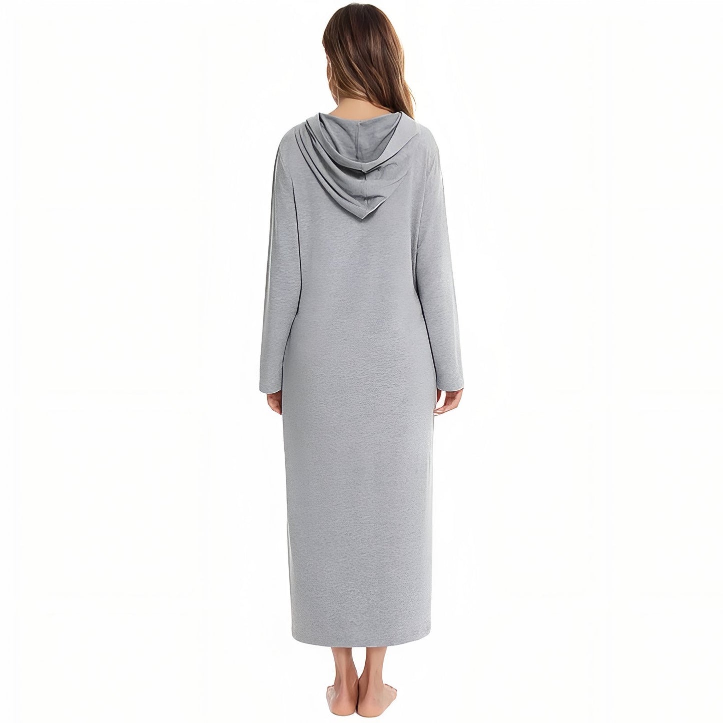 Peignoir avec Capuche et Fermeture Eclair Femme