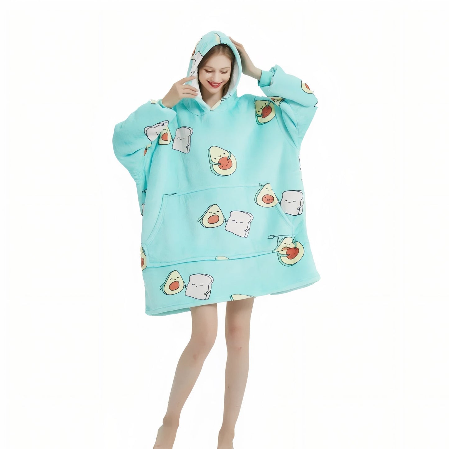 Sweat à Capuche Polaire Femme Turquoise Clair