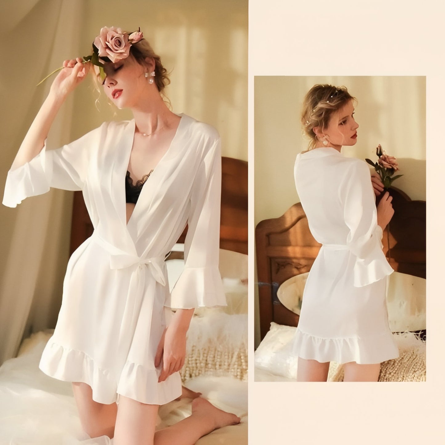 Kimono Femme Chic Blanc Écru S