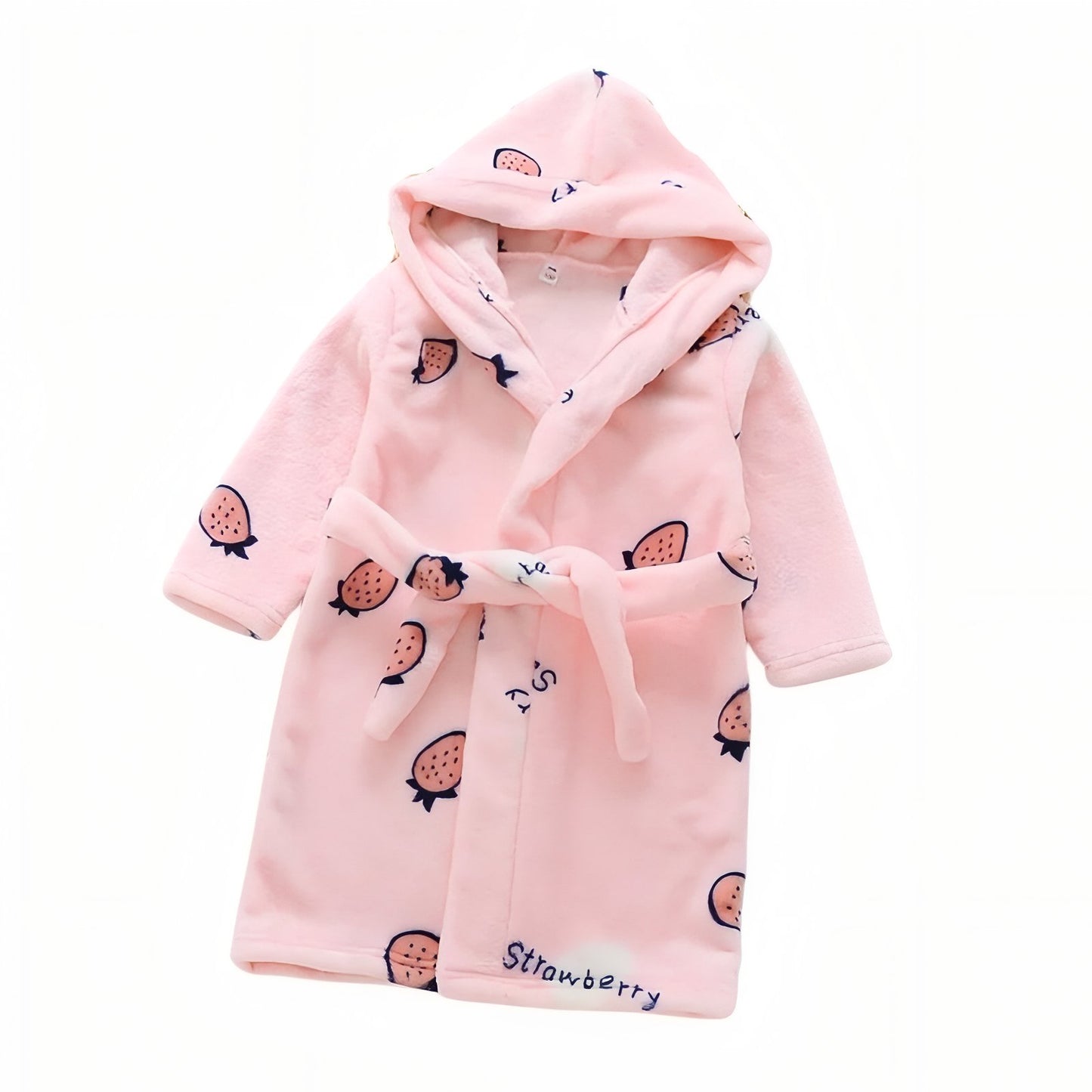 Peignoir Bain Capuche Enfant Rose avec Fraises 2-3 ans