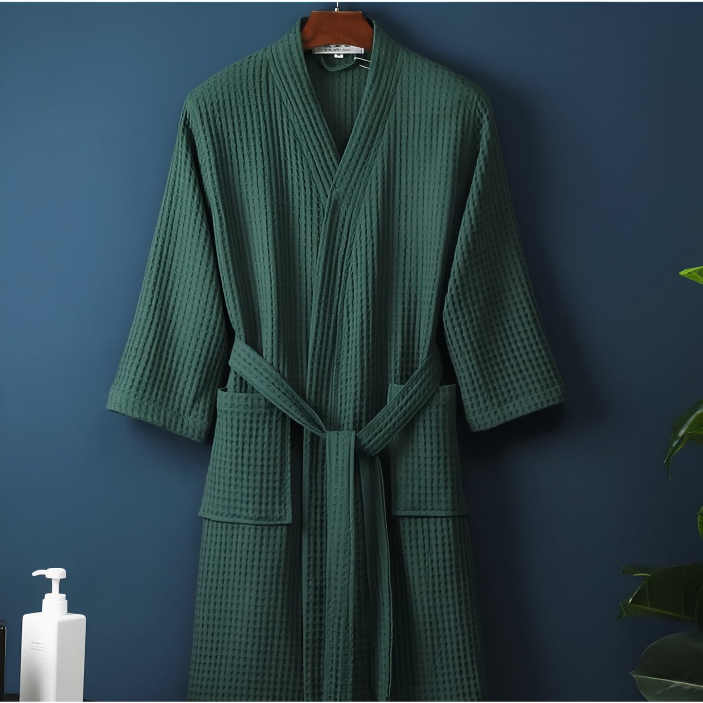 Peignoir de Bain Homme Nid d'Abeille Vert Foncé M
